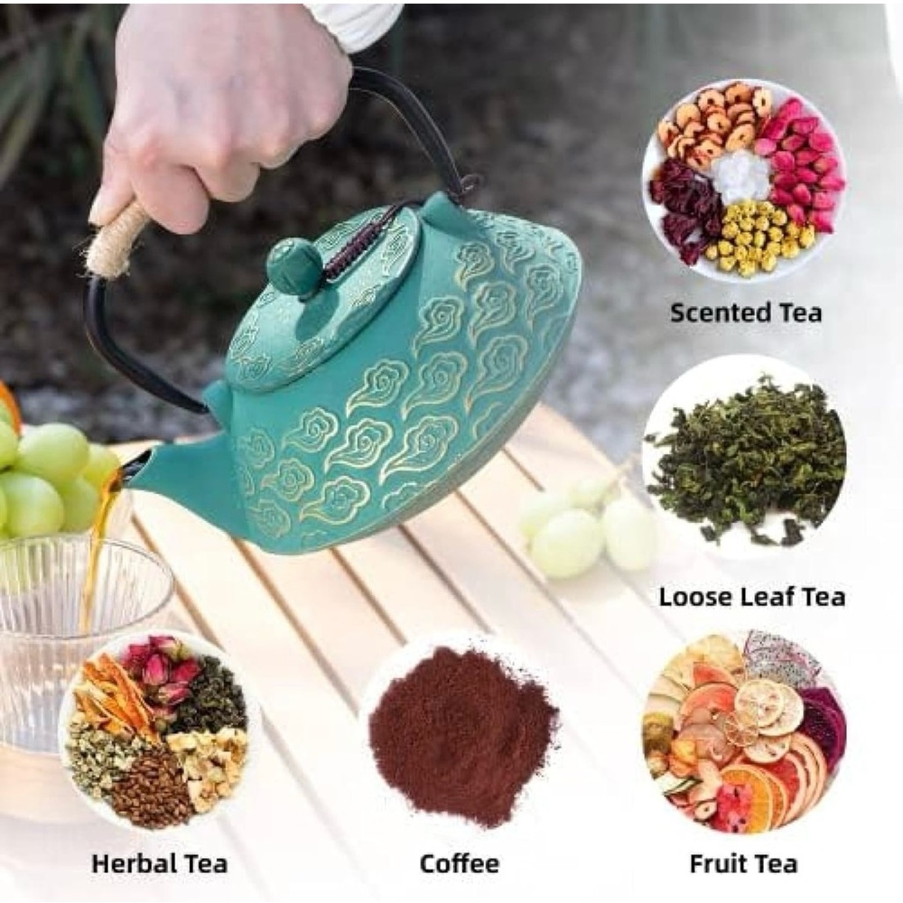 Cast Iron/Japanese Tea Pot With Infuser For Loose Leaf/Green - Picture 11 of 15